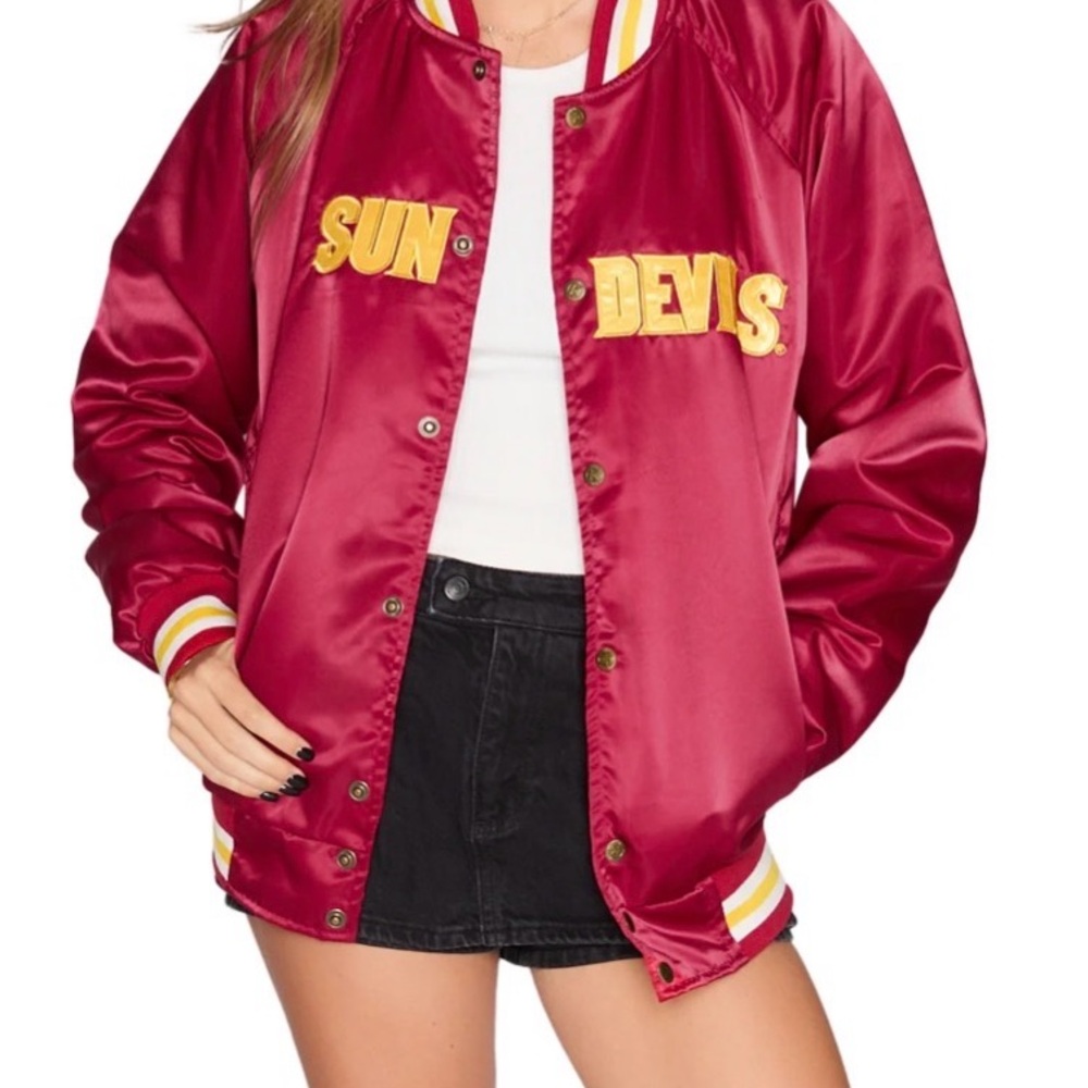 Arizona State ASU Satin Letterman Bomber Jacket